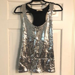 Med. Sleeveless Silver Shimmer Top